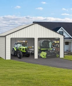 23x22ft Double Door Garage Metal Shed 23 - BuyStorageShed.com 23x22ft Double Door Garage Metal Shed