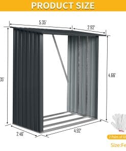 3x5ft Outdoor Metal Firewood Shed