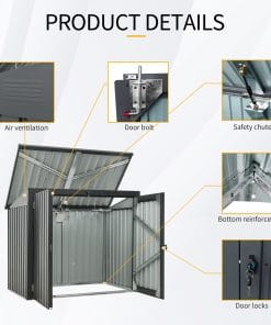 Garbage Bin Shed Stores 2 Trash Cans