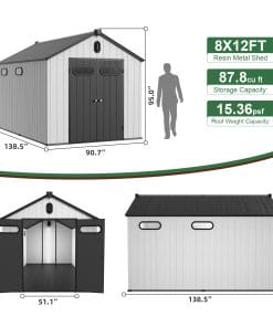 8x12ft Plastic Storage Shed With Floor