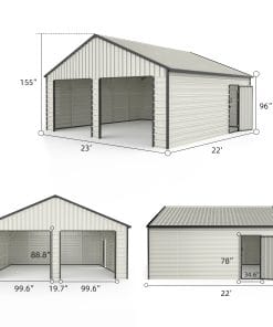 23x22ft Double Door Garage Metal Shed 18 - BuyStorageShed.com 23x22ft Double Door Garage Metal Shed