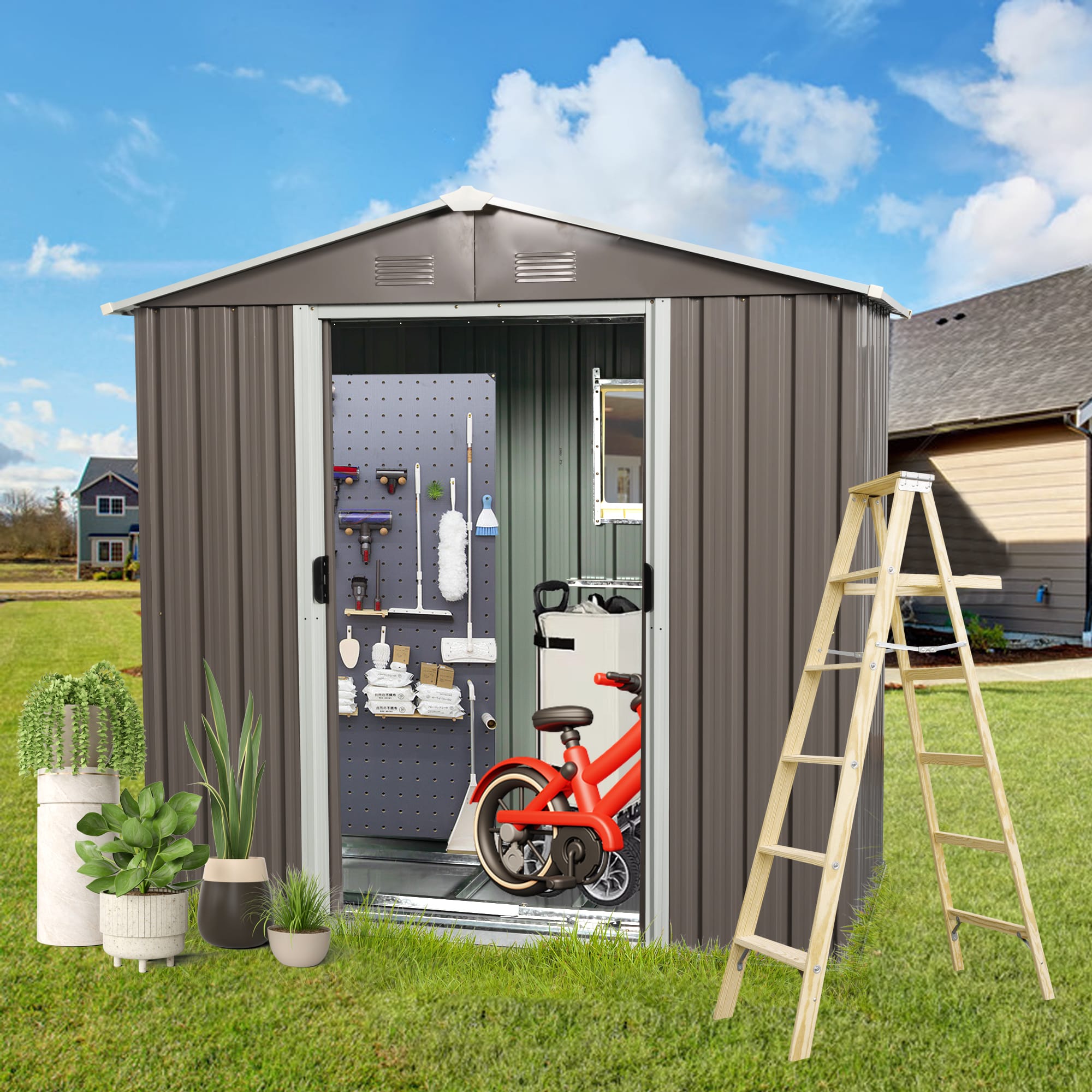 8x4ft Metal Storage Shed With Floor