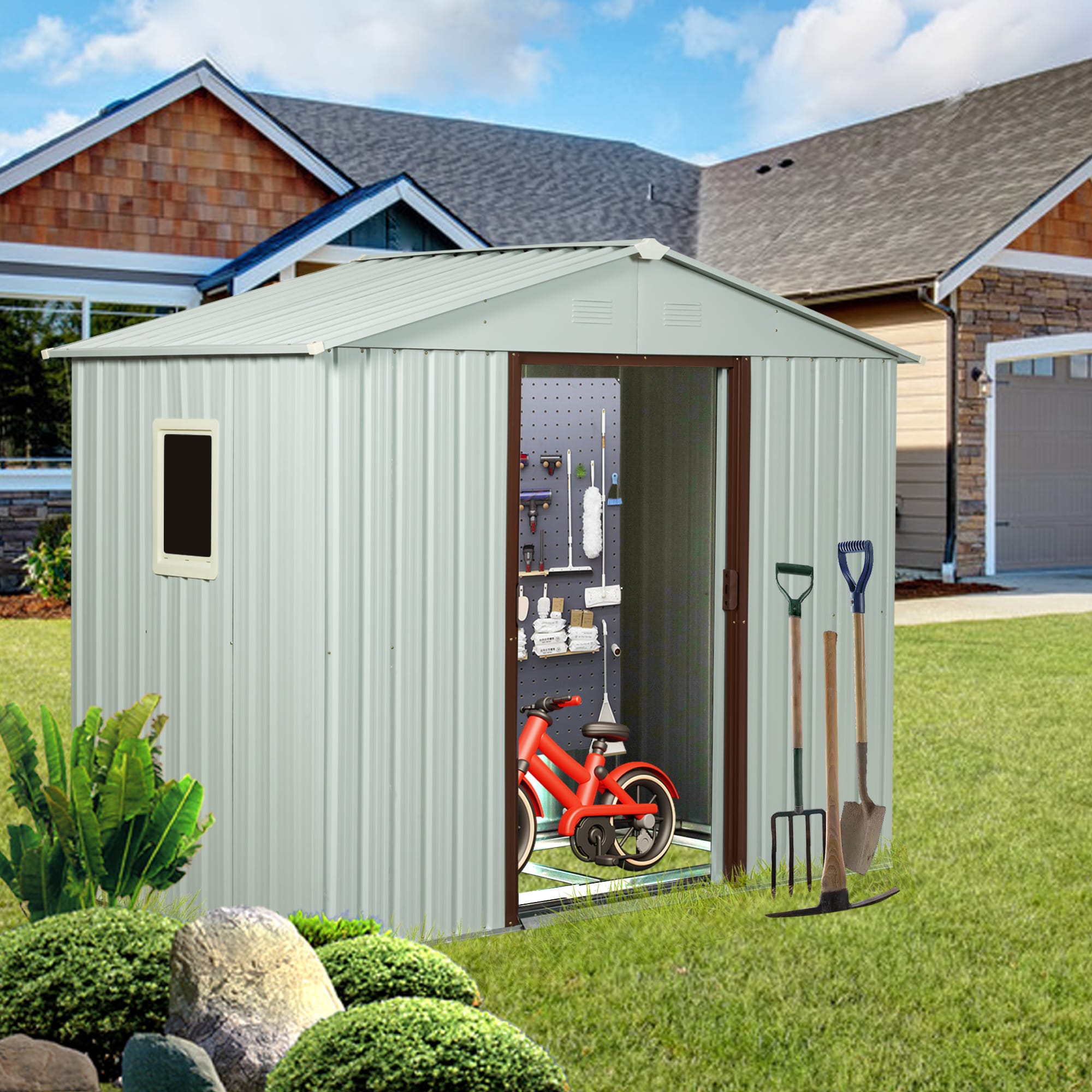8x4ft Metal Storage Shed With Floor