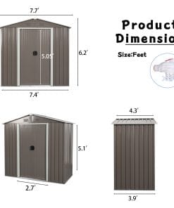 8x4ft Metal Storage Shed With Floor