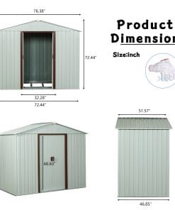 6x5ft Metal Storage Shed With Floor