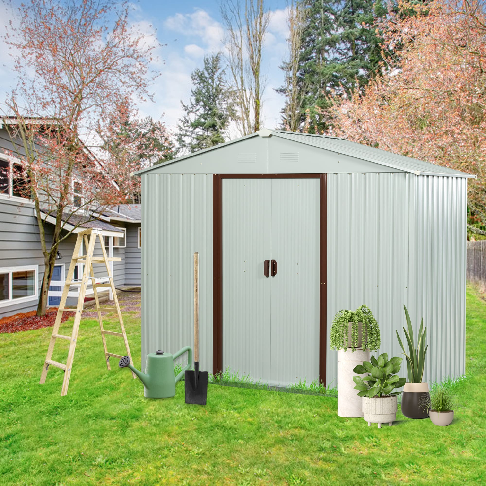 8x4ft Metal Storage Shed With Floor