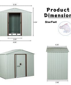 6x5ft Metal Storage Shed With Floor