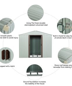 6x5ft Metal Storage Shed With Floor