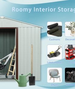 6x5ft Metal Storage Shed With Floor