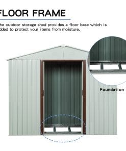 6x5ft Metal Storage Shed With Floor