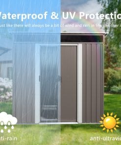 6x5ft Metal Storage Shed With Floor and Transparent Plate