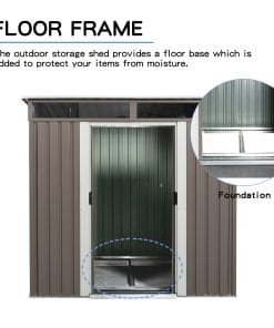 6x5ft Metal Storage Shed With Floor and Transparent Plate