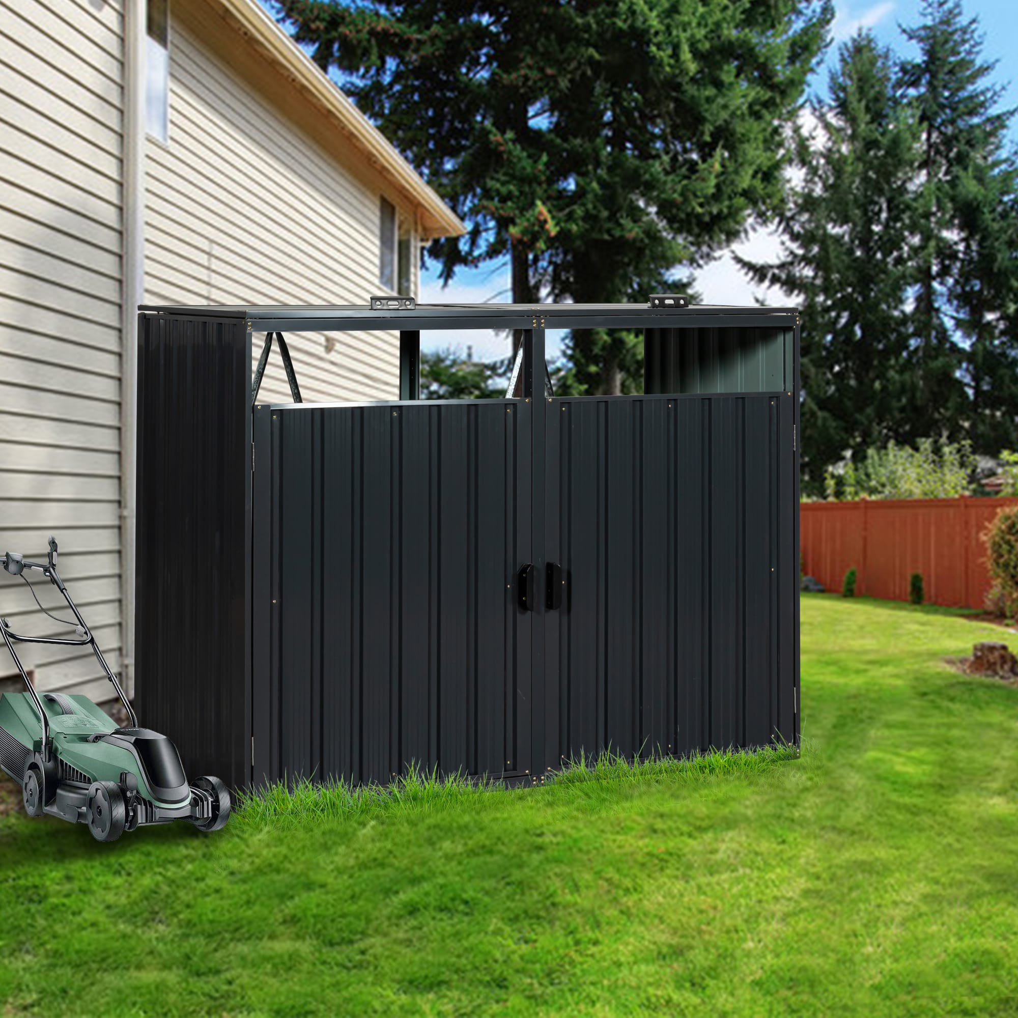 Metal Trash Can Storage Shed
