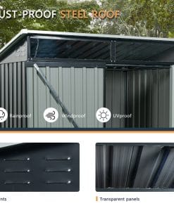 5x3ft Metal Storage Shed With Transparent Plate