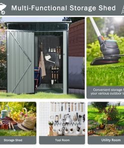 5x3ft Metal Storage Shed With Transparent Plate