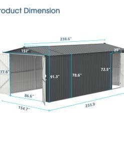 13x20ft Outdoor Metal Storage Shed