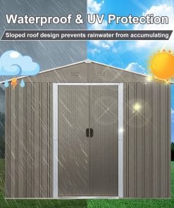 8x10ft Metal Storage Shed With Floor