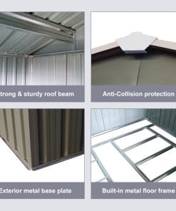 8x10ft Metal Storage Shed With Floor