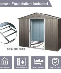 8x6ft Outdoor Metal Garden Shed