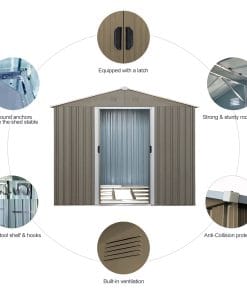 8x6ft Outdoor Metal Garden Shed