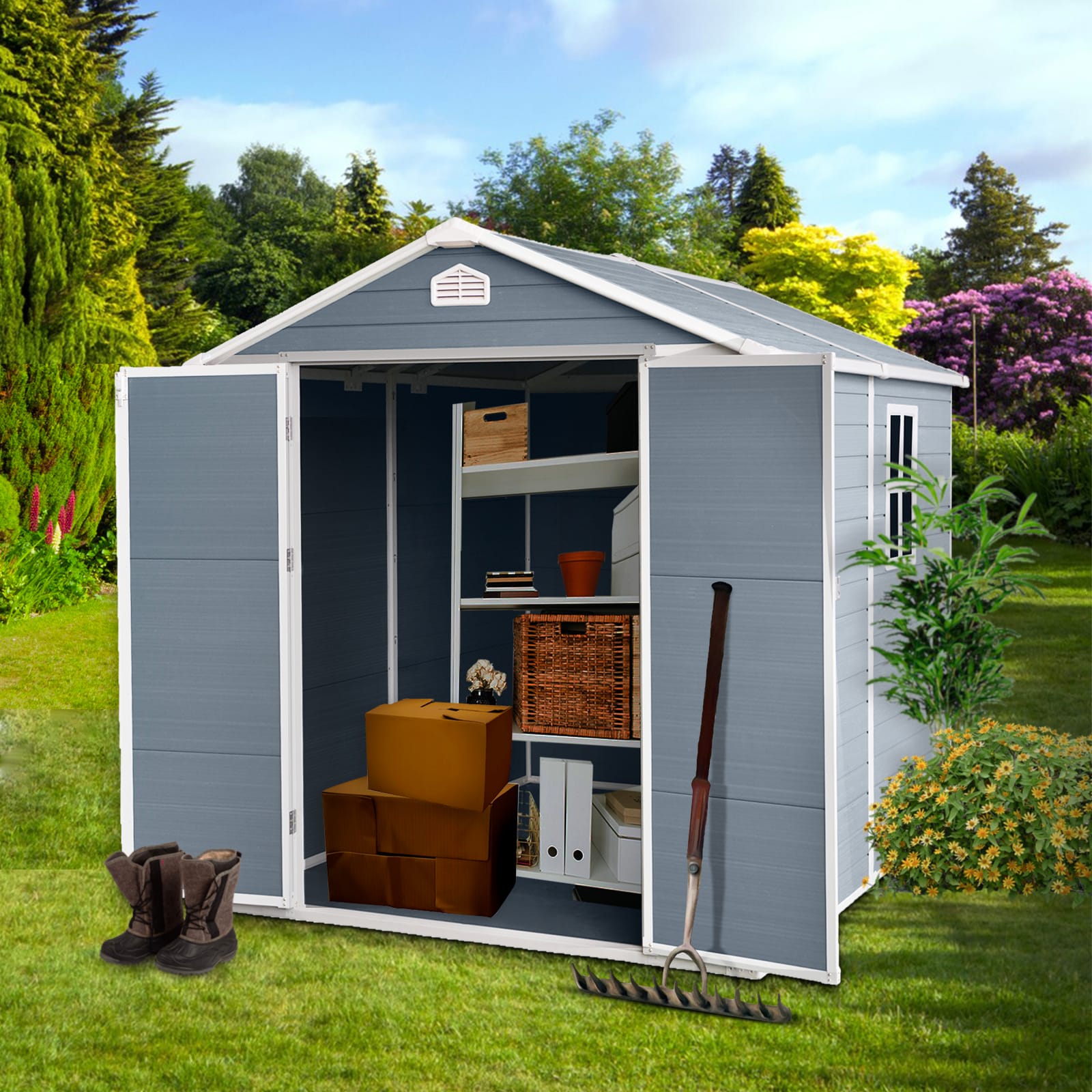 6x8FT Resin Outdoor Storage Shed