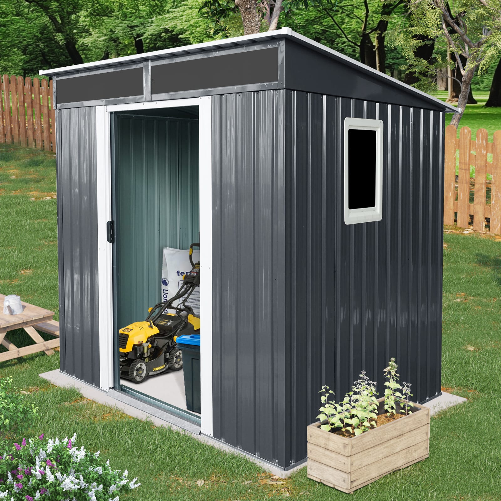 6x5ft Outdoor Metal Storage Shed