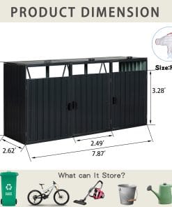 Garbage Bin Shed Stores 3 Trash Cans 14 - BuyStorageShed.com Garbage Bin Shed Stores 3 Trash Cans