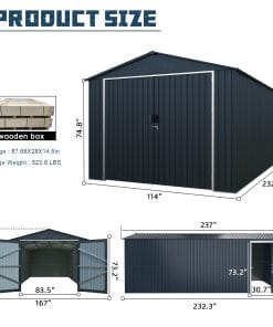 10x20ft Metal Outdoor Storage Shed