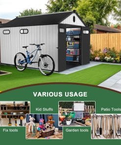 8x12ft Plastic Storage Shed With Floor