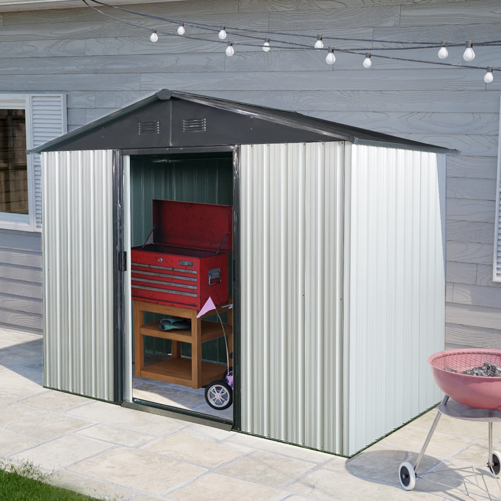 8x4ft Outdoor Metal Storage Shed