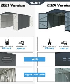 10x20ft Metal Outdoor Storage Shed