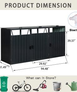 Garbage Bin Shed Stores 3 Trash Cans 15 - BuyStorageShed.com Garbage Bin Shed Stores 3 Trash Cans