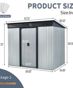 8x6ft Outdoor Metal Storage Shed