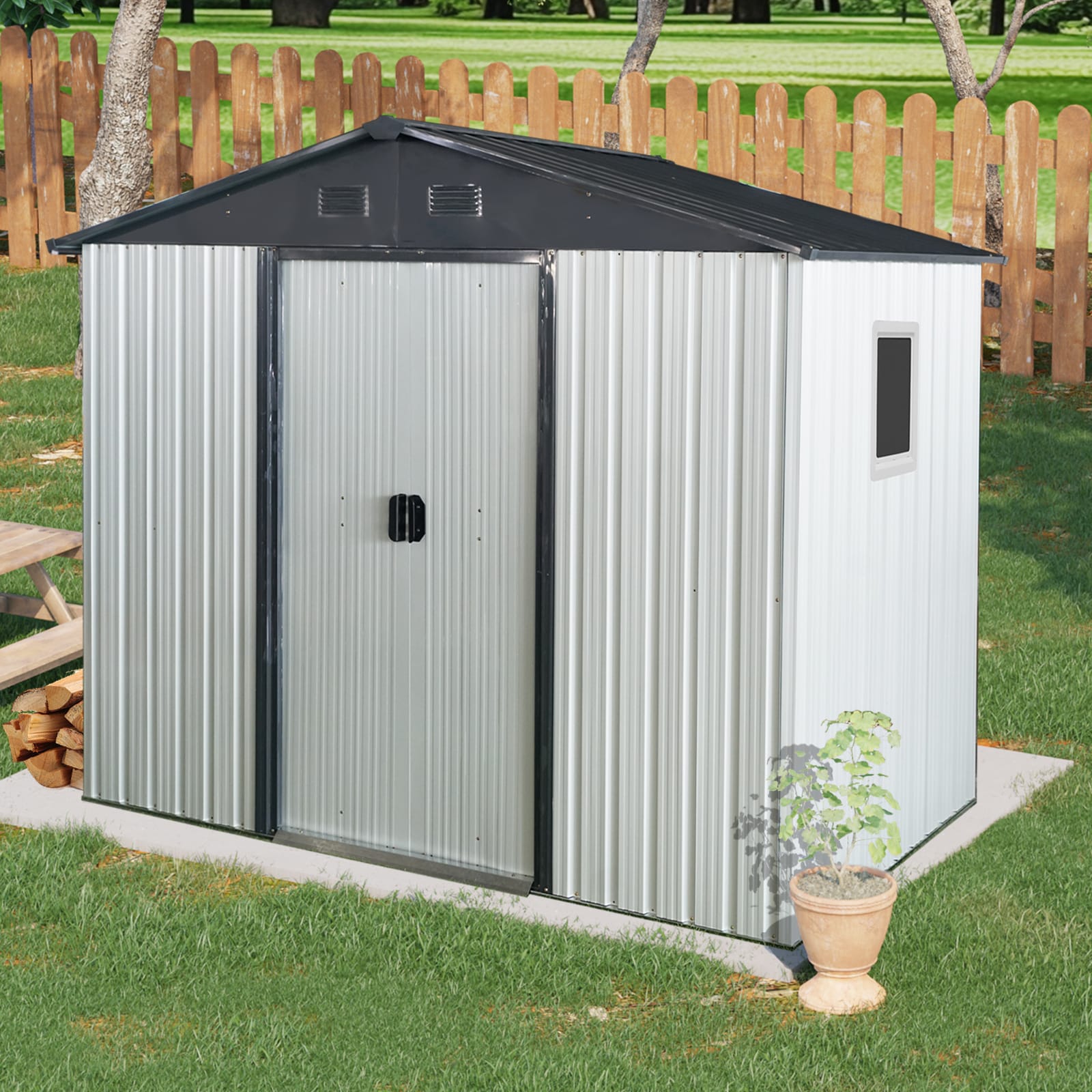 8x4ft Outdoor Metal Storage Shed