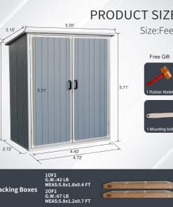 5x3ft Outdoor Storage Shed