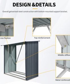 Outdoor Steel Firewood Shed