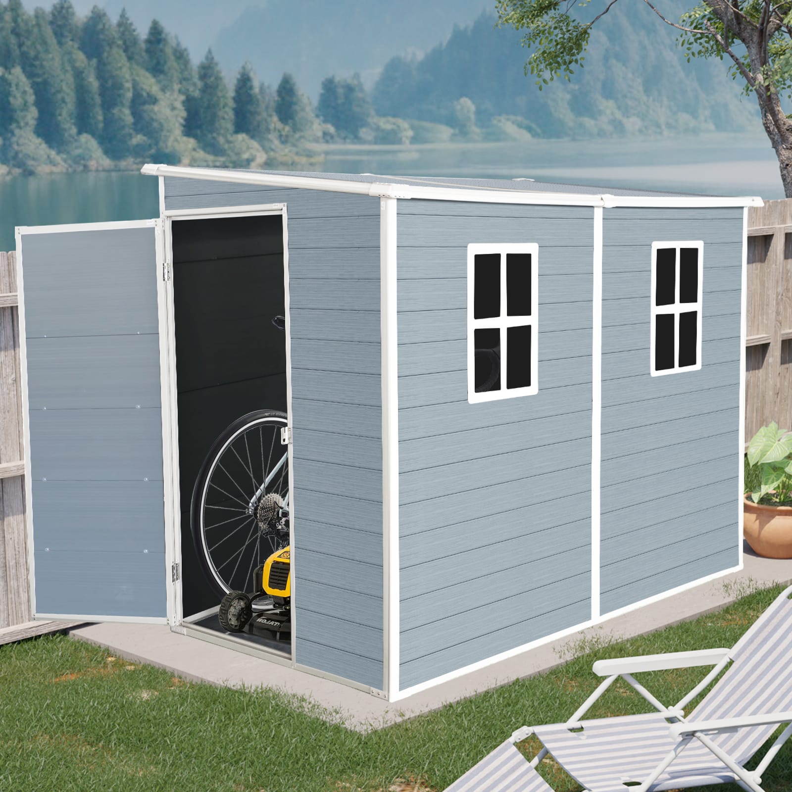 4x8ft Outdoor Storage Shed With Floor