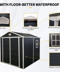 6x8ft Resin Outdoor Storage Shed Kit