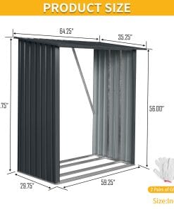 3x5ft Outdoor Metal Firewood Shed