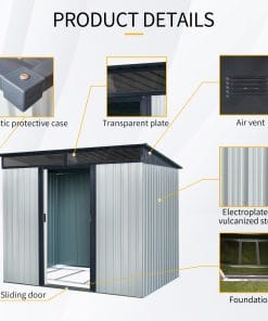 8x6ft Outdoor Metal Storage Shed