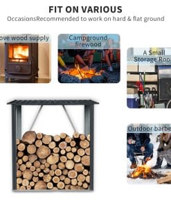 3x5ft Outdoor Metal Firewood Shed