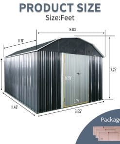 10x12Ft Outdoor Metal Storage Shed