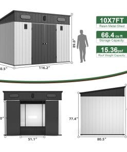 10x7ft Plastic Storage Shed With Floor 13 - BuyStorageShed.com 10x7ft Plastic Storage Shed With Floor