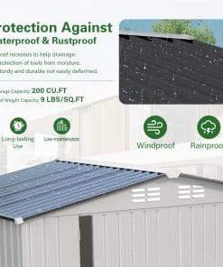 8x6 FT Metal Outdoor Storage Shed