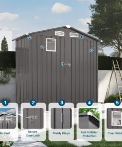 6×4 FT Metal Outdoor Storage Shed, Gray 10 - BuyStorageShed.com 6×4 FT Metal Outdoor Storage Shed, Gray