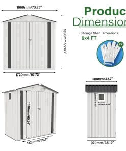6x4 FT Metal Outdoor Storage Shed 13 - BuyStorageShed.com 6x4 FT Metal Outdoor Storage Shed