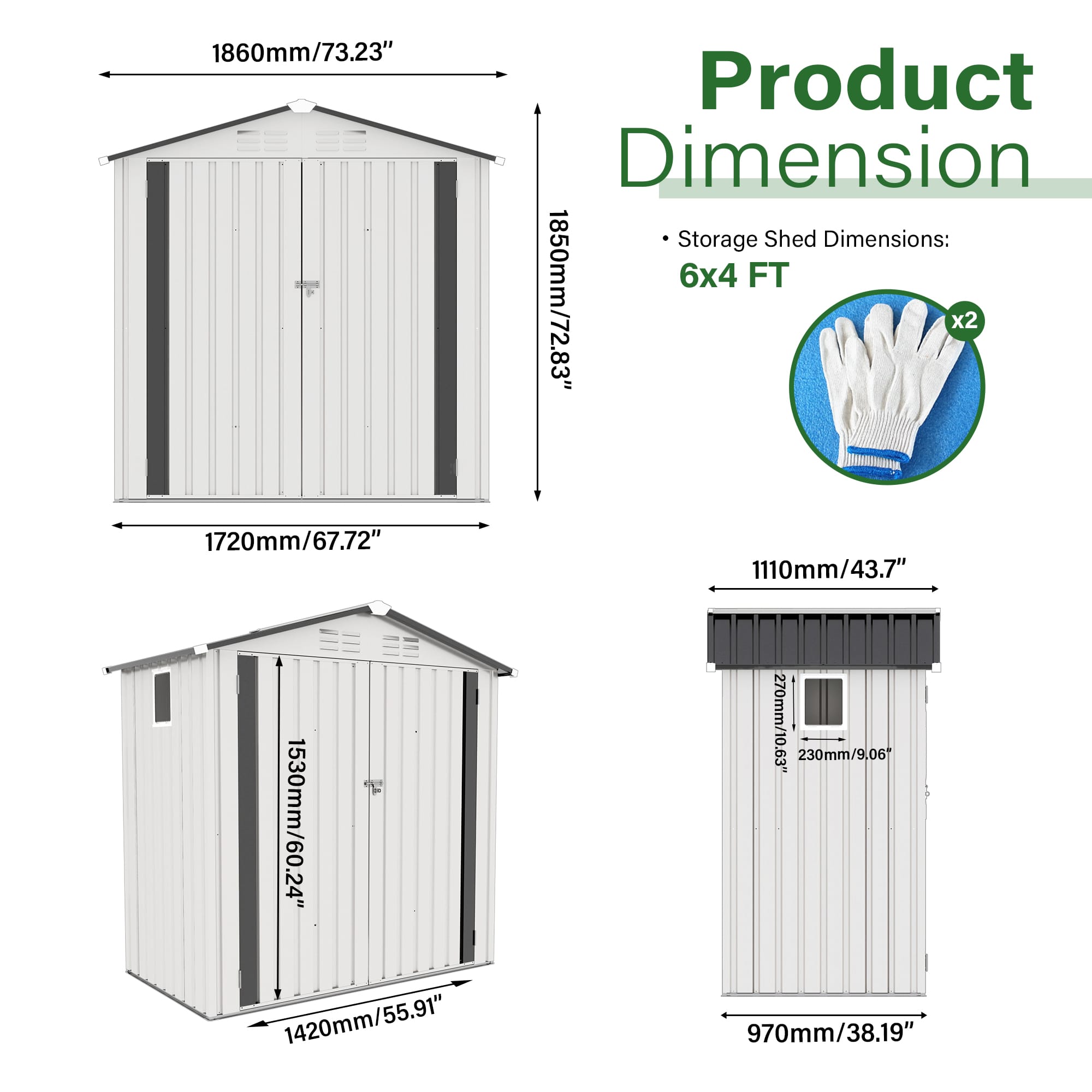 6x4 FT Metal Outdoor Storage Shed 6 - BuyStorageShed.com 6x4 FT Metal Outdoor Storage Shed