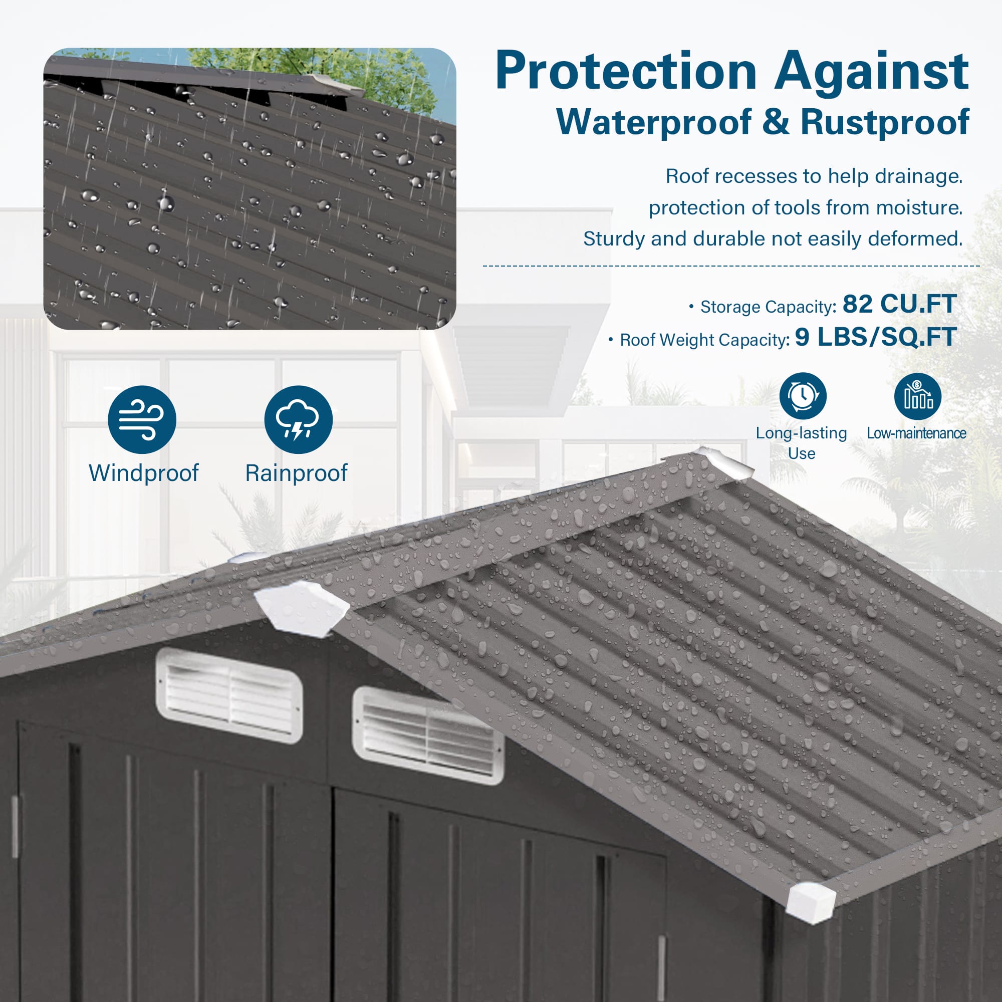 6×4 FT Metal Outdoor Storage Shed, Gray 2 - BuyStorageShed.com 6×4 FT Metal Outdoor Storage Shed, Gray