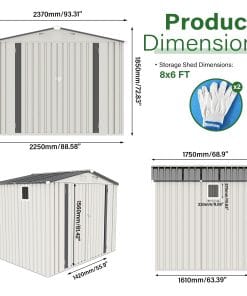 8x6 FT Metal Outdoor Storage Shed