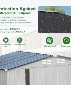 6x4 FT Metal Outdoor Storage Shed